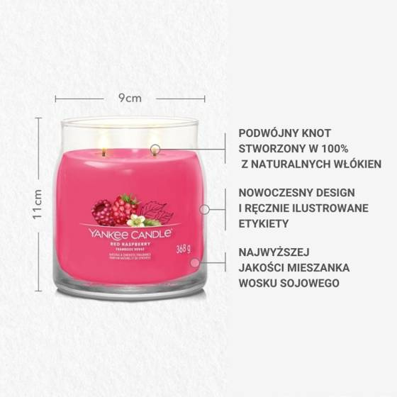 ŚWIECA SIGNATURE ŚREDNIA RED RASPBERRY